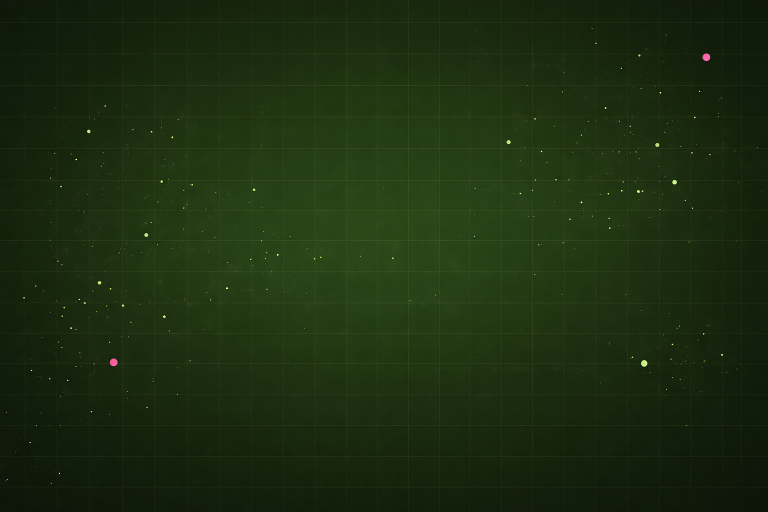 Abstract dark green grid background with scattered highlight dots